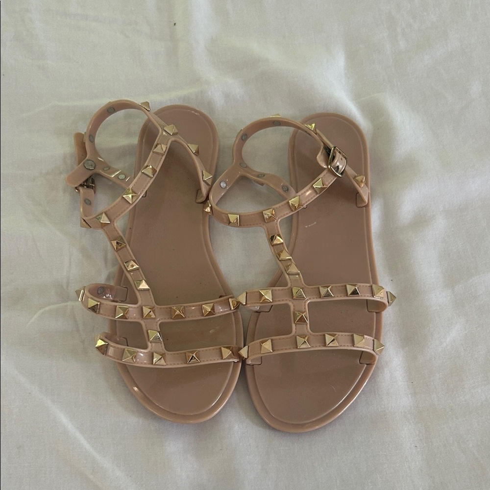 Studded Beige Sandals Size 7